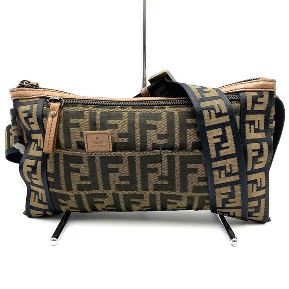 FENDI Brown Leather Zucca Shoulder Bag - Picture 1 of 6